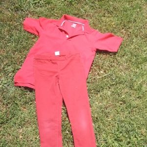 FRENCH TOAST XL 14/16 SHIRT RED and L/G 10-12 RED PANTS